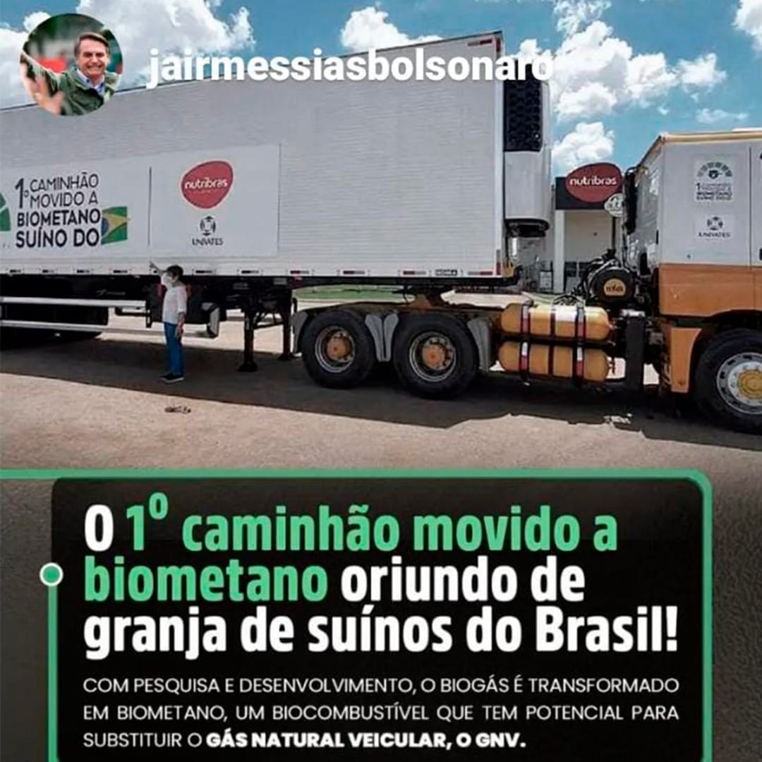 O Presidente Jair Bolsonaro conhece através da ministra o Caminhão movido a Biometano Suíno